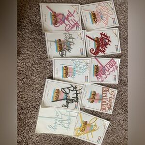 Colorful Birthday Cake toppers set of 10